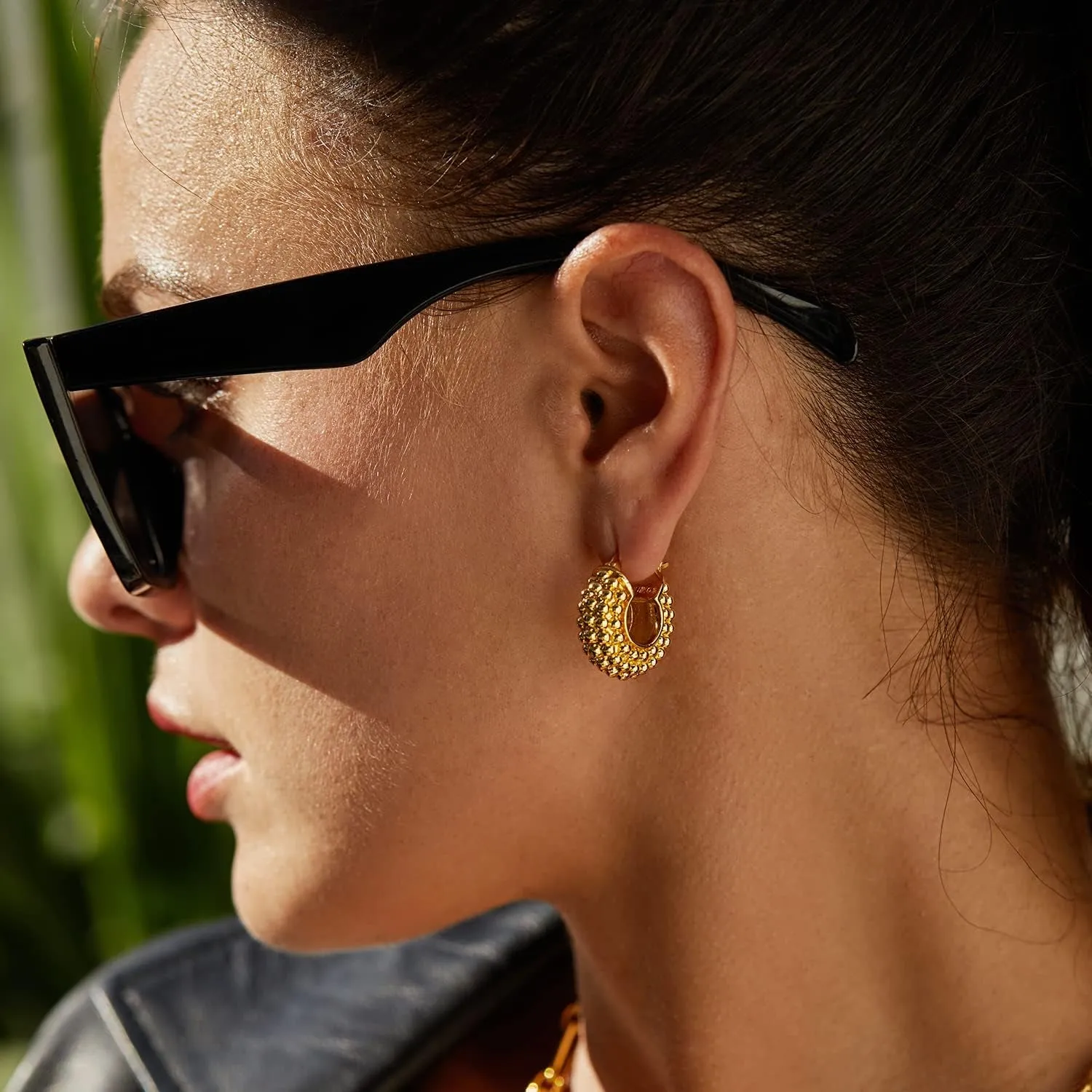 18K Gold Plated Chunky Hoop Earrings for Women Fashion Thick Gold Hoops Set Jewelry for Birthday Christmas Gifts