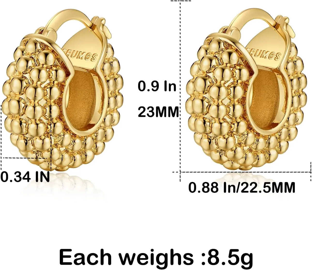 18K Gold Plated Chunky Hoop Earrings for Women Fashion Thick Gold Hoops Set Jewelry for Birthday Christmas Gifts