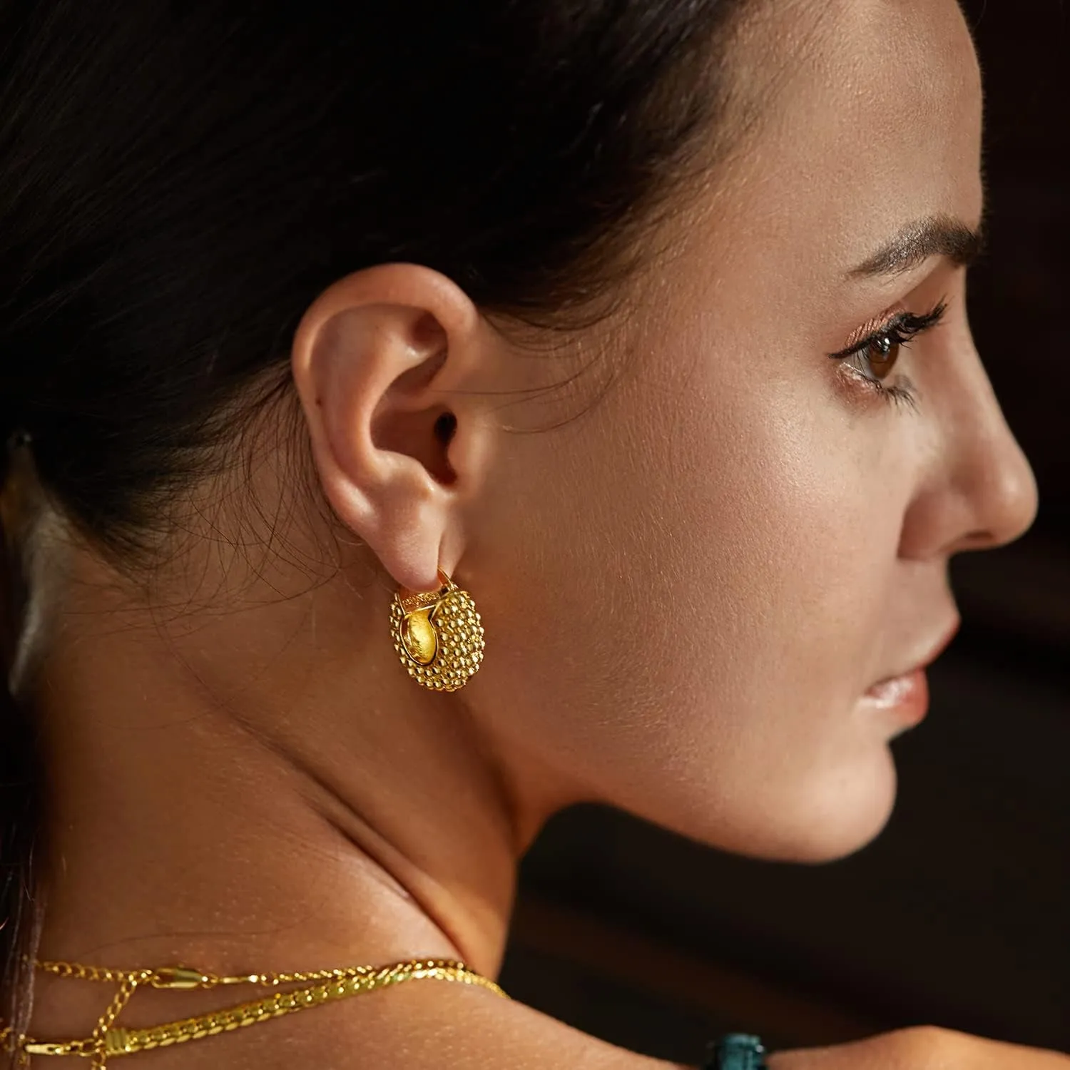 18K Gold Plated Chunky Hoop Earrings for Women Fashion Thick Gold Hoops Set Jewelry for Birthday Christmas Gifts