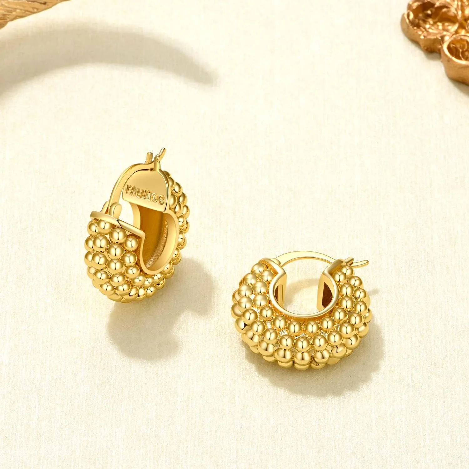 18K Gold Plated Chunky Hoop Earrings for Women Fashion Thick Gold Hoops Set Jewelry for Birthday Christmas Gifts