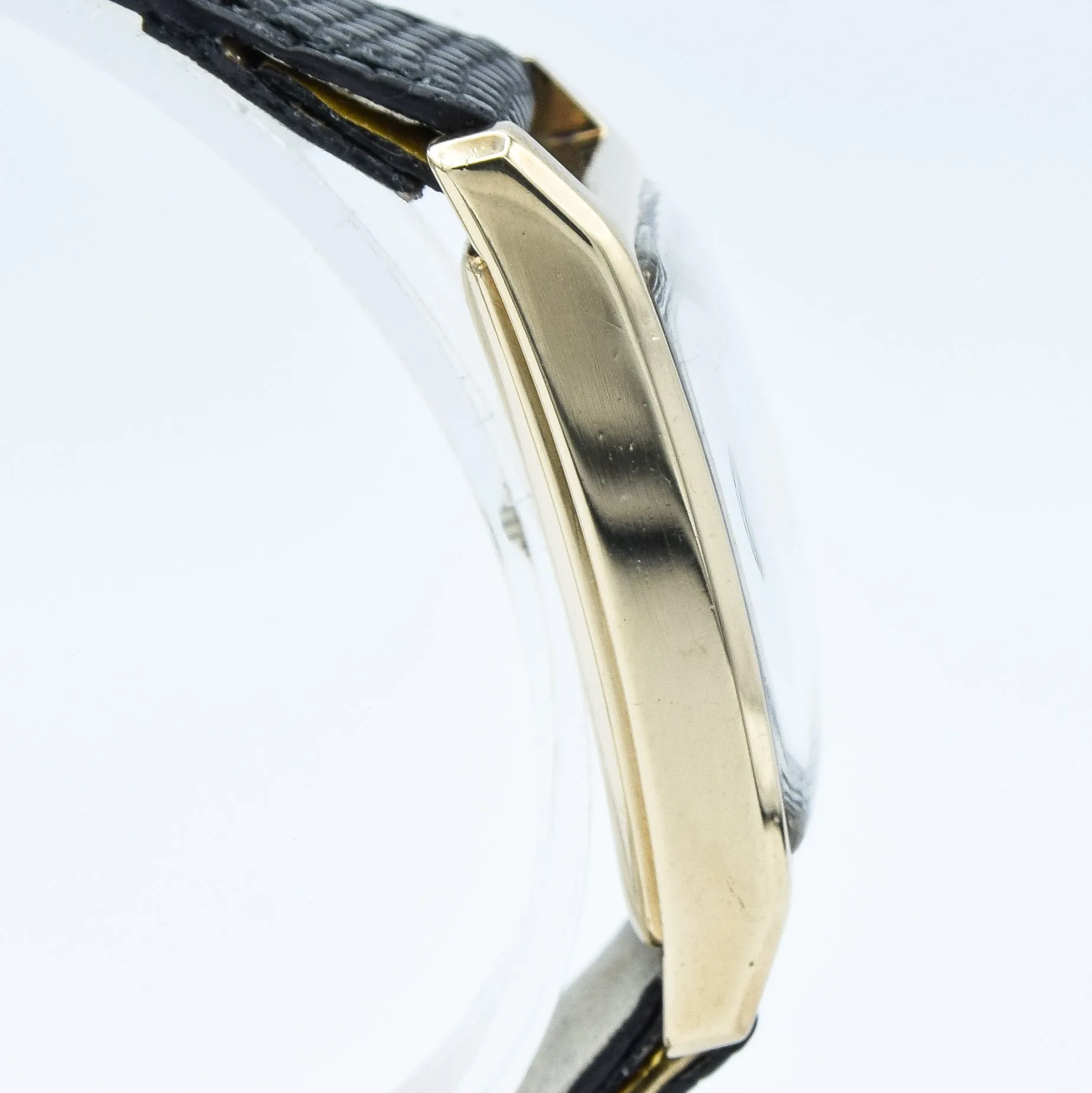 1937 Cyma Rectangular Early Waterproof Patent Deco Wristwatch with Arabic Dial in 9ct Gold