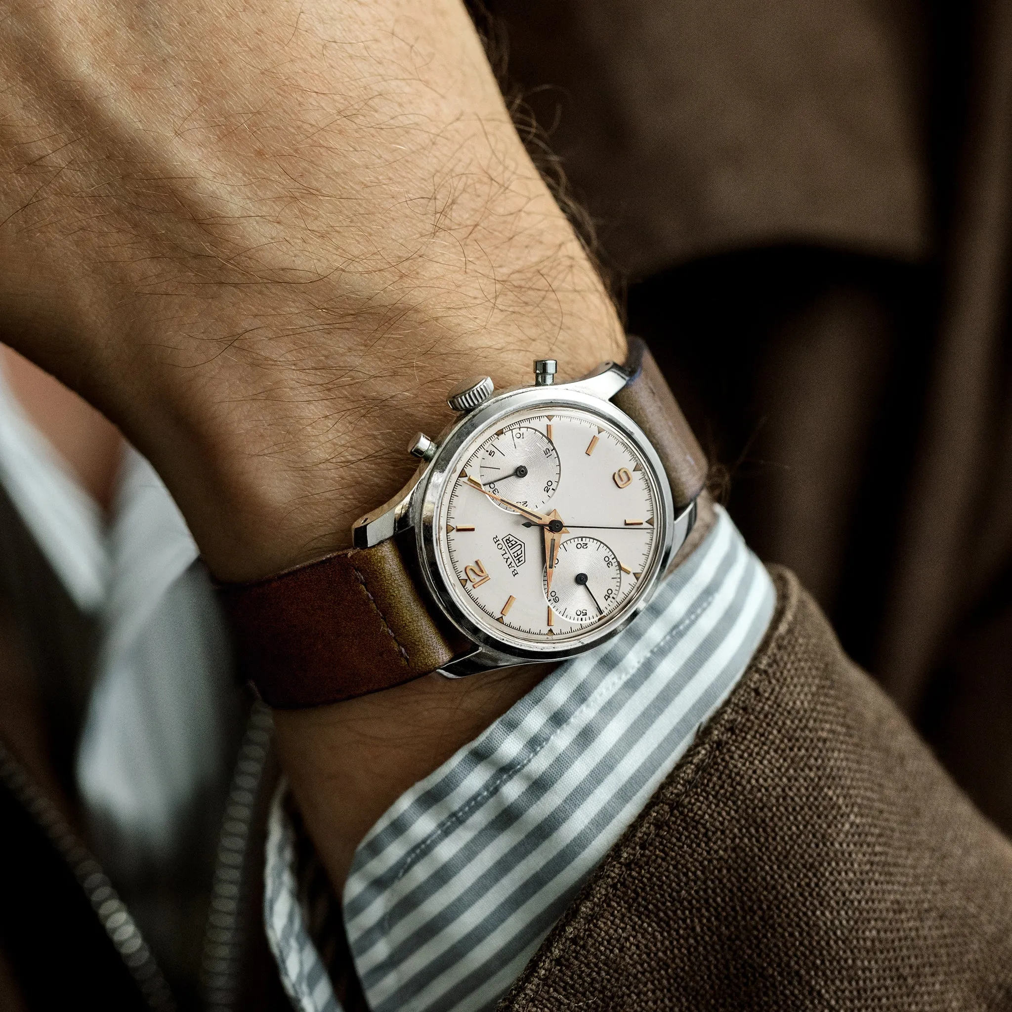 1950s Heuer 'Pre Carrera' Chronograph Ref. 404 Retailed by Baylor