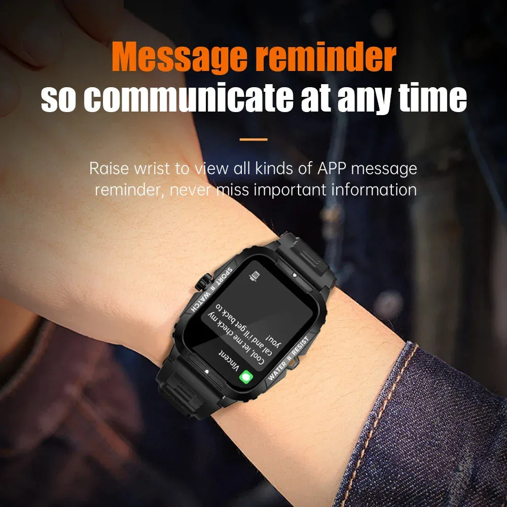 1.96 Inch 3Atm Ip68 Waterproof Military Smartwatch For Men