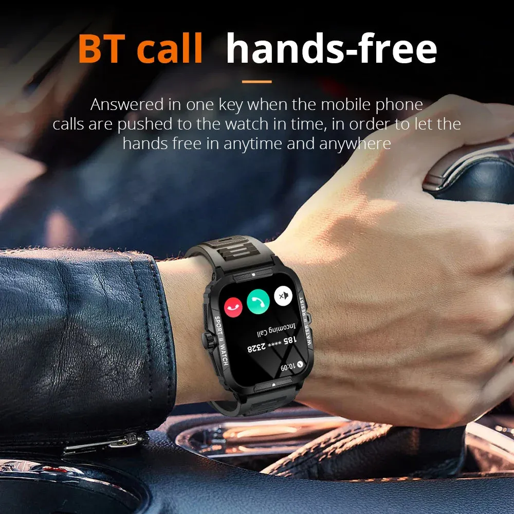 1.96 Inch 3Atm Ip68 Waterproof Military Smartwatch For Men