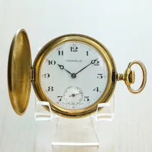 1964 CARAVELLE by Bulova Pocket Watch Hunter Case 17 Jewels Cal. 160A Swiss Made