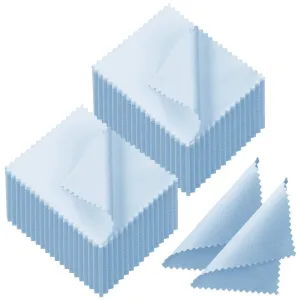 200 Pieces Jewelry Cleaning Cloth Double-Sided Polishing Cloths Glasses Cleaning Cloths for Gold Silver and Platinum Jewelry Watch Coins Glasses, 2.36 x 3.15 Inch (Light Blue) Light Blue