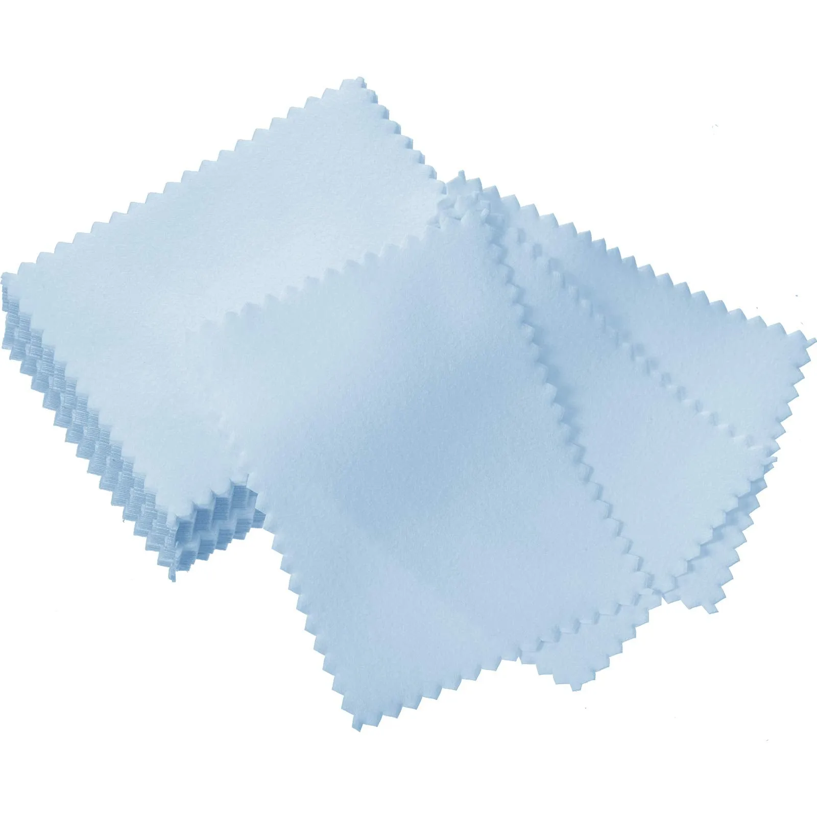 200 Pieces Jewelry Cleaning Cloth Double-Sided Polishing Cloths Glasses Cleaning Cloths for Gold Silver and Platinum Jewelry Watch Coins Glasses, 2.36 x 3.15 Inch (Light Blue) Light Blue