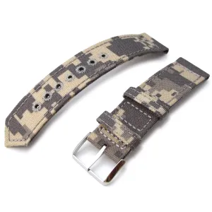 20mm, 21mm or 22mm MiLTAT WW2 2-piece Beige Camouflage Cordura 1000D Armband with lockstitch round hole, Polished