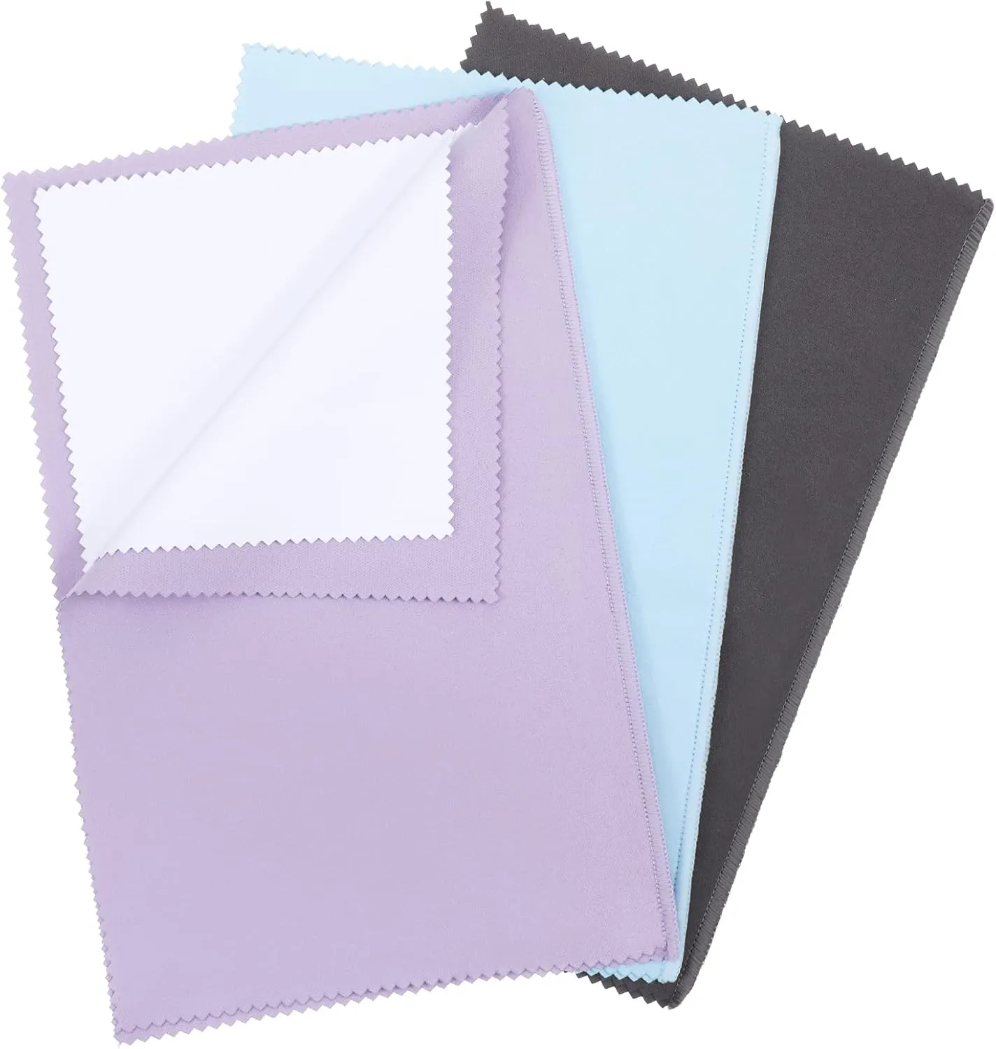 3 PCS Jewelry Cleaning Cloth, Multi-Layer Large Polishing Cloth, Silver Polishing Cloth Soft Jewelry Polishing Cloth for Gold, Silver and Platinum Jewelry (Blue, Purple, Gray, 10"  12")