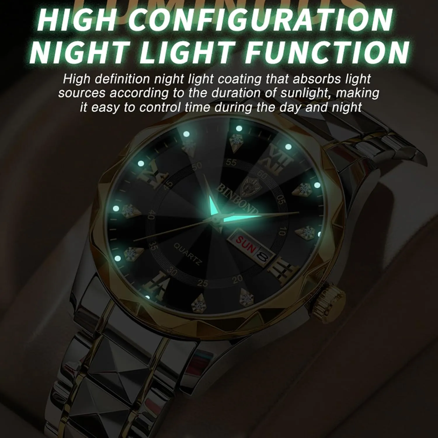 4 Pack Men Watches Diamond Business Dress Analog Quartz Stainless Steel Waterproof Luminous Date Silver Blue Black Gold Luxury Casual Watch for Men