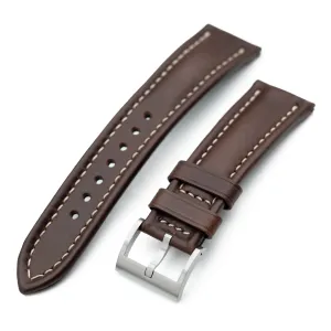 Aviator Style Quick Release Brown Horween Chromexcel Leather Watch Band 19mm, 20mm, 22mm or 23mm