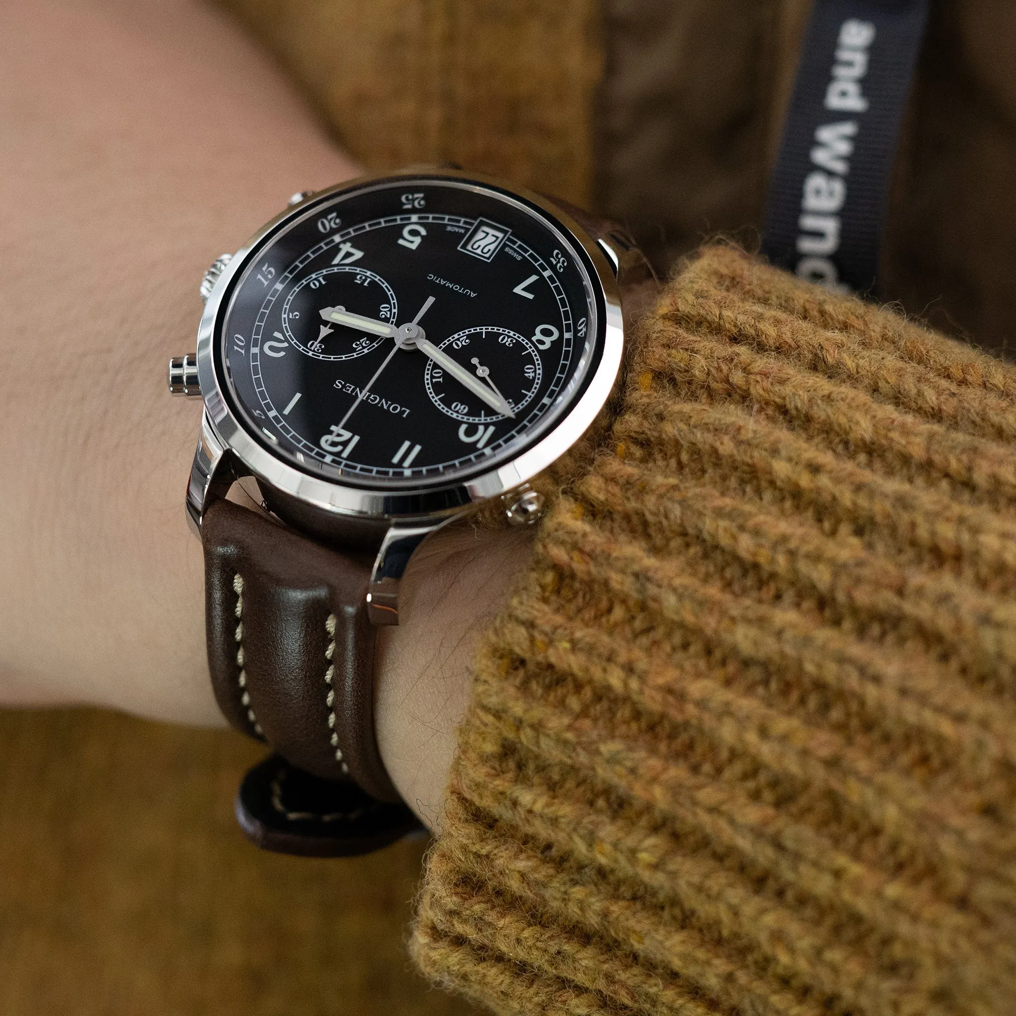 Aviator Style Quick Release Brown Horween Chromexcel Leather Watch Band 19mm, 20mm, 22mm or 23mm