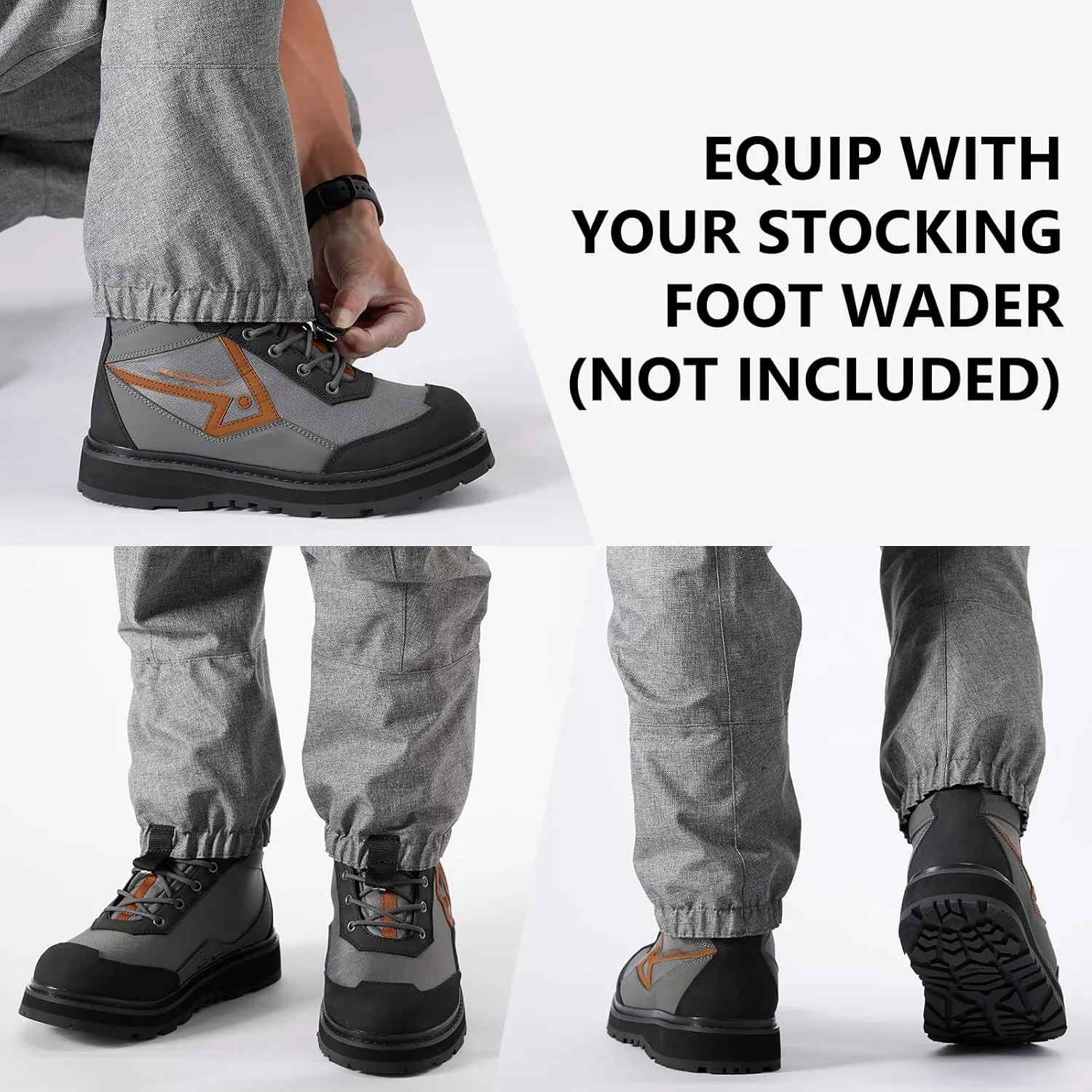 BASSDASH Mens Wading Boots Lightweight Anti-Slip Rubber Sole Fly Fishing Wading Shoes