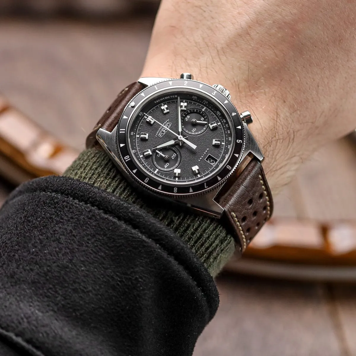 Beaufort Racing Conceria Opera Suede Perforated Watch Strap - Taupe