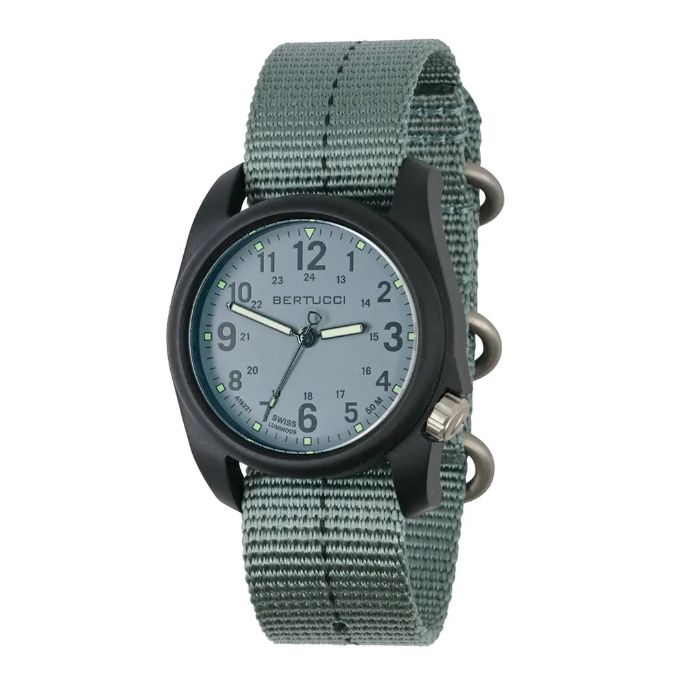 Bertucci Unisex DX3 Plus Black Dial Vintage Drab Dash Line Nylon Band Watch - 11108