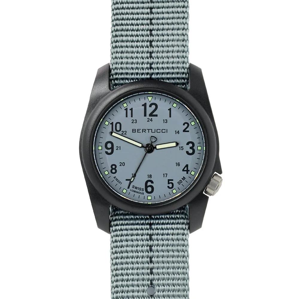 Bertucci Unisex DX3 Plus Black Dial Vintage Drab Dash Line Nylon Band Watch - 11108