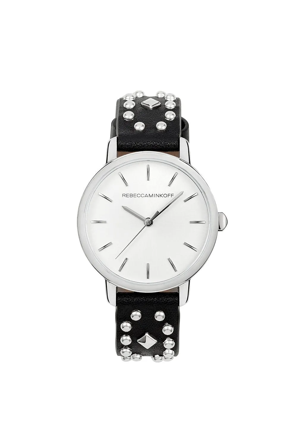 BFFL Silver Tone Multi Studded Leather Watch, 36MM