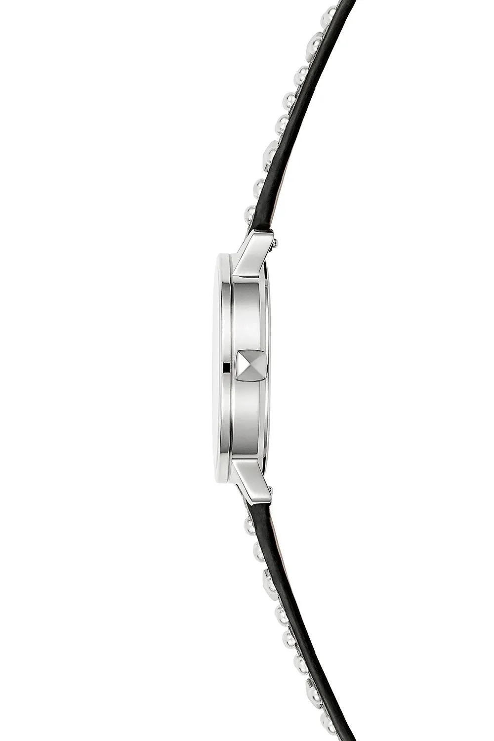 BFFL Silver Tone Multi Studded Leather Watch, 36MM