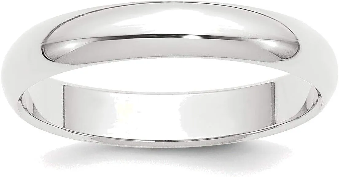 Bonyak Jewelry Platinum 4mm Half Round Featherweight Wedding Band Size 10 Stylish
