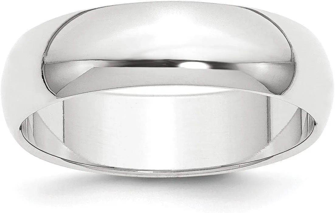 Bonyak Jewelry Platinum 6mm Half Round Featherweight Wedding Band Size 10.5 Brilliant