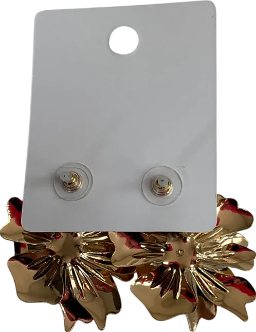 boohoo Metallic Flower Diamant Stud Earrings One Size
