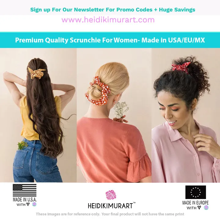 Brown Cheetah Print Scrunchie, Elastic Stretchy Premium Women's Hair Stylish Accessories-Made in USA/EU