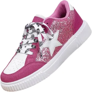 Canvas Glitter Y2K Retro Star Sneakers Comfortable Rubber Sole Shoes for Women Holiday Travel Daily Wear Matching Couple Outfit Aesthetic Star Skate Style
