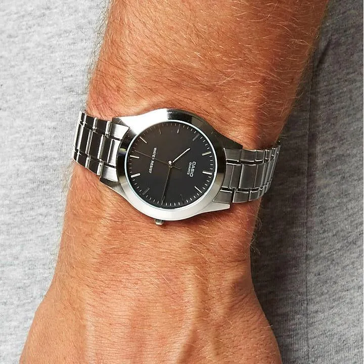 Casio Classic Stainless Steel Black Dial Men's  Watch - MTP1128A-1A