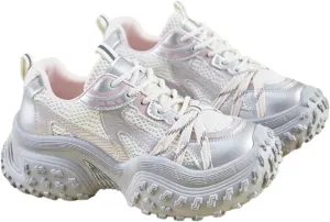 Chunky Platform Sneakers Women Retro Y2K Aesthetic 1.8" Height Increase Breathable Mesh Dad Shoes Casual Outfit Walking Shoes