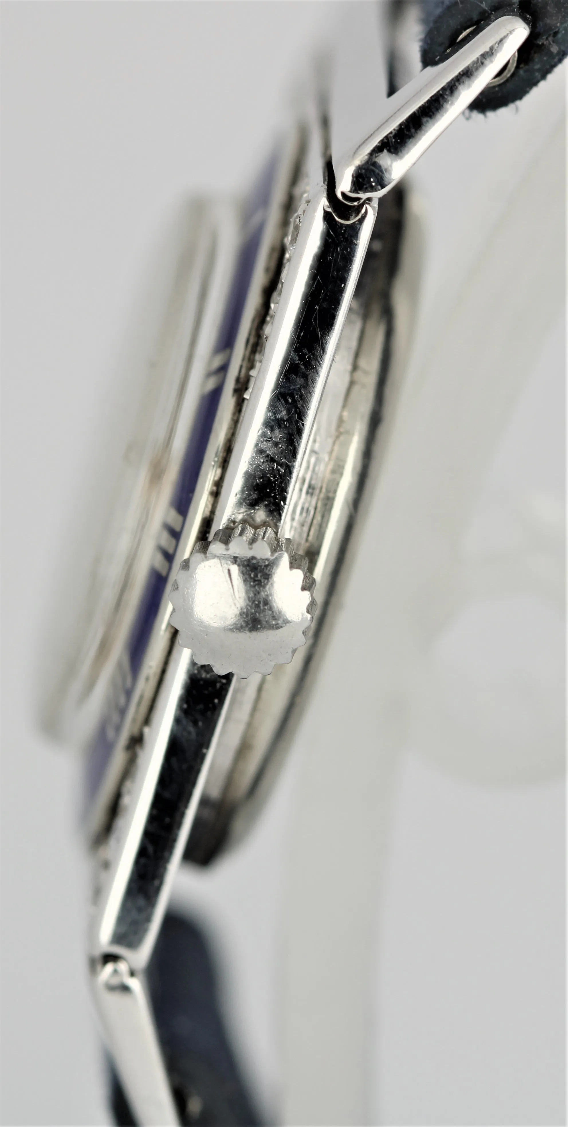 Circa 1930's Vintage Art Deco Geneva Platinum DIA Enamel Blue 17 Jewels Watch