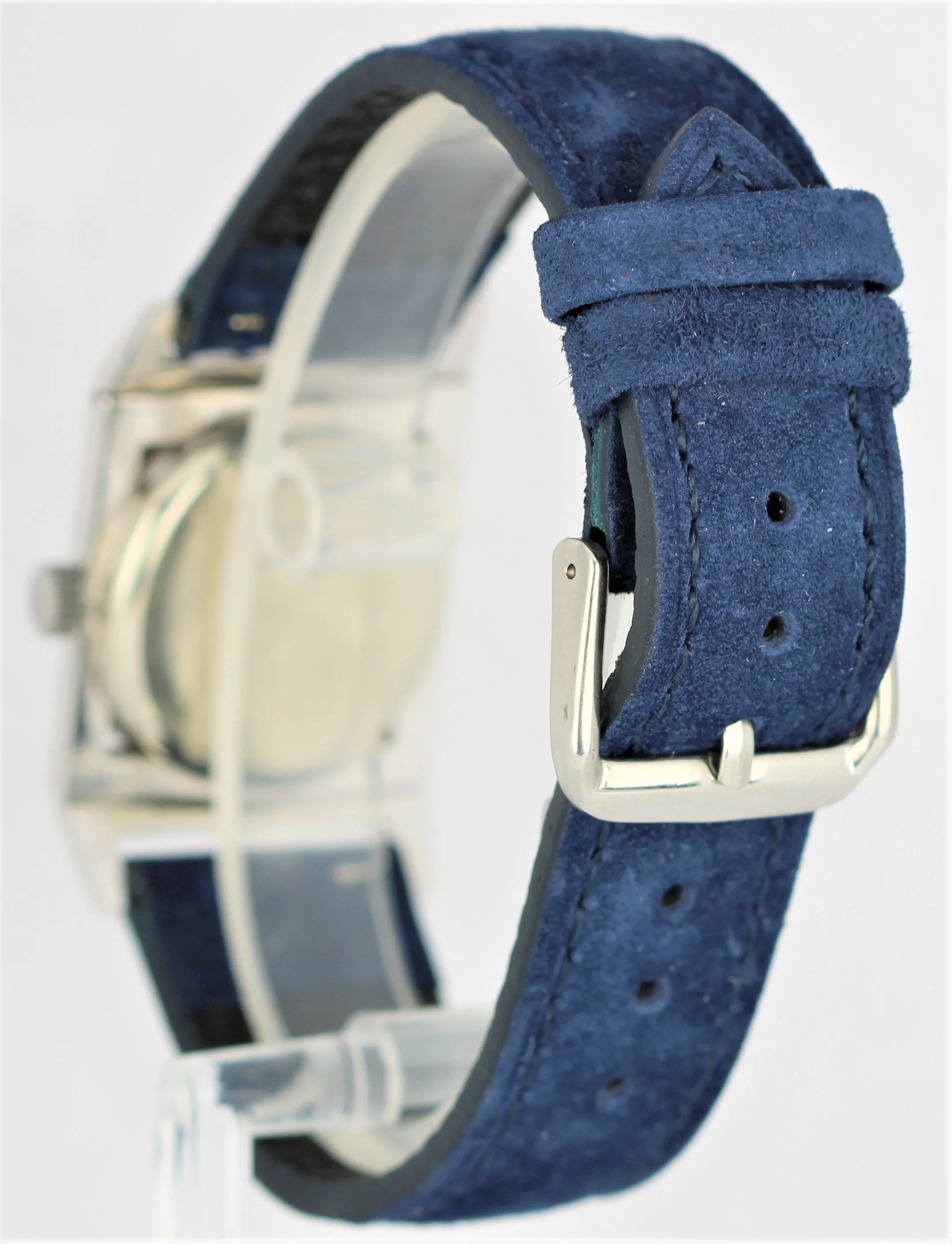 Circa 1930's Vintage Art Deco Geneva Platinum DIA Enamel Blue 17 Jewels Watch