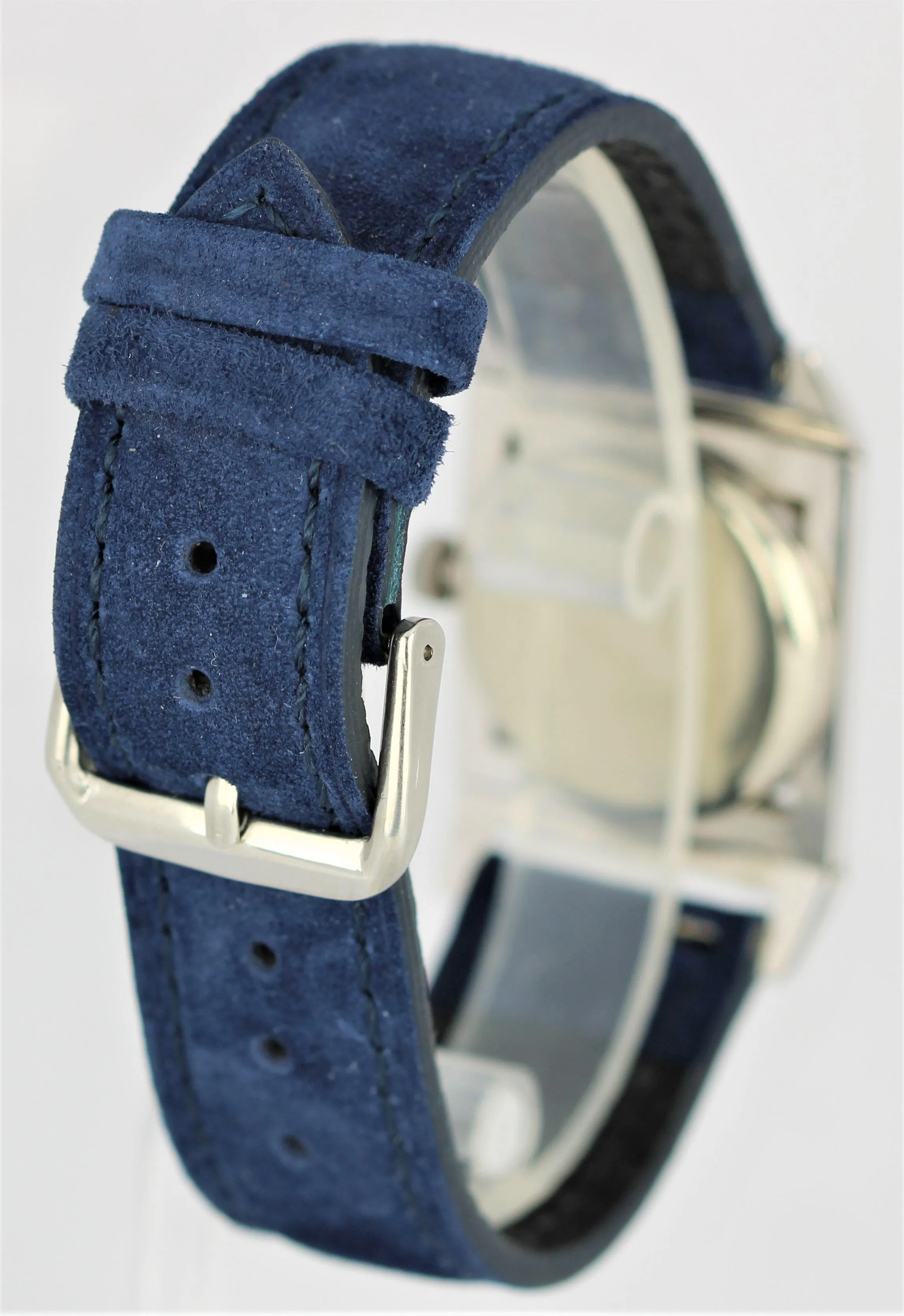 Circa 1930's Vintage Art Deco Geneva Platinum DIA Enamel Blue 17 Jewels Watch