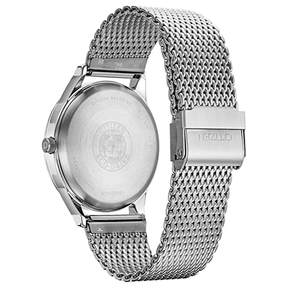 Citizen Mens Eco-Drive Blue Dial Silver Band Stainless Steel Watches - BV1110-51L