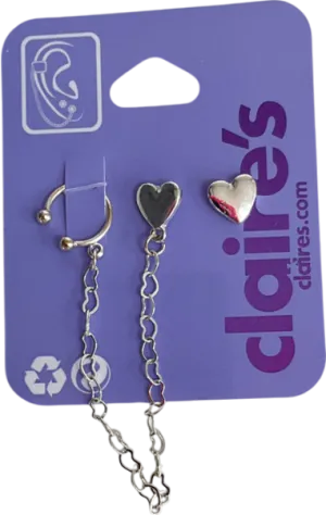 Claire's Metallic Sliver Heart Dangling Earrings One Size