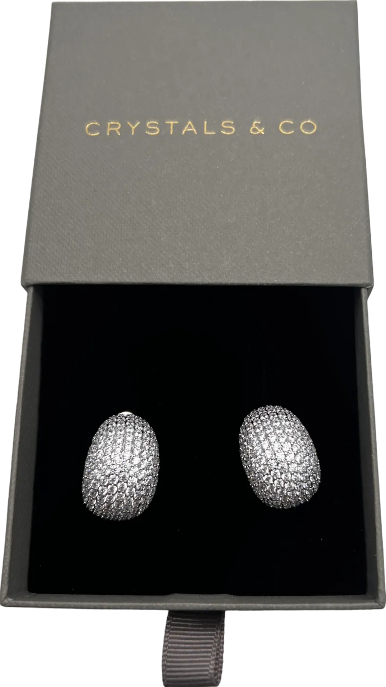 CRYSTALS & CO Pave Bubble Dome Earrings - White Gold