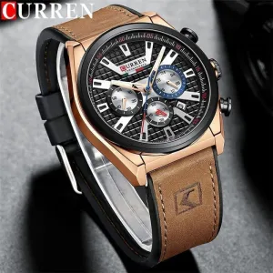 CURREN Men's Chronograph Waterproof Leather Wrist Watch