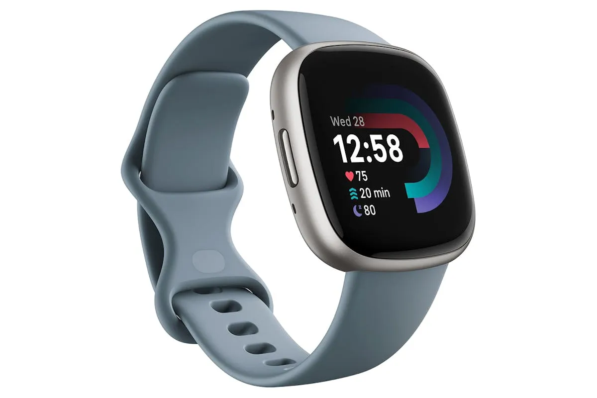 Fitbit Versa 4 Smartwatch | Waterfall Blue & Platinum