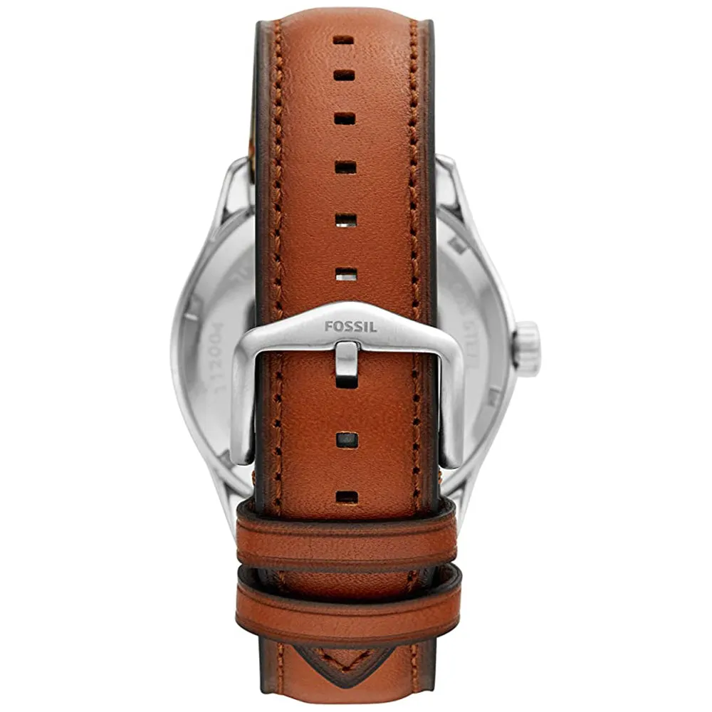 Fossil Men's Green Dial Brown Leather Band Quartz Watch - FS5736