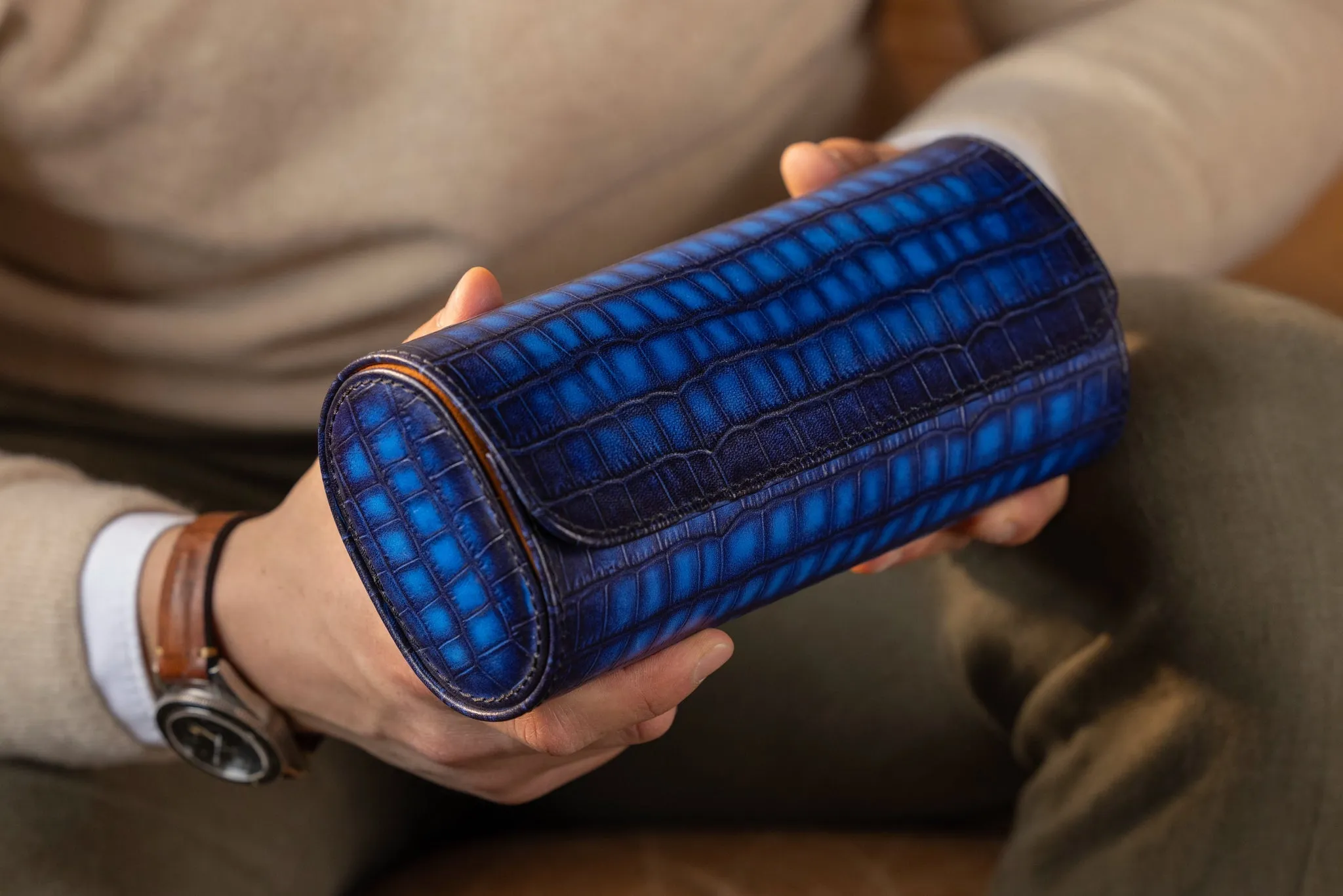 Galata Watch Roll - CP Patina Blue For 3 Watches
