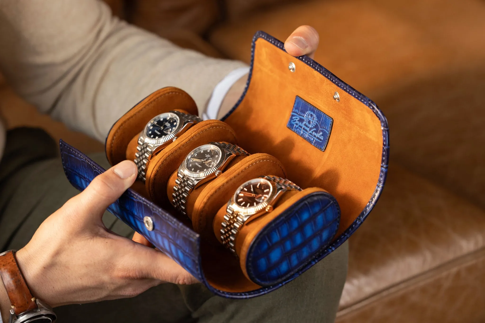 Galata Watch Roll - CP Patina Blue For 3 Watches