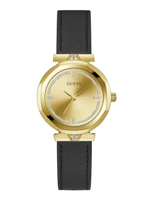 Gold Rumour Black Leather Watch