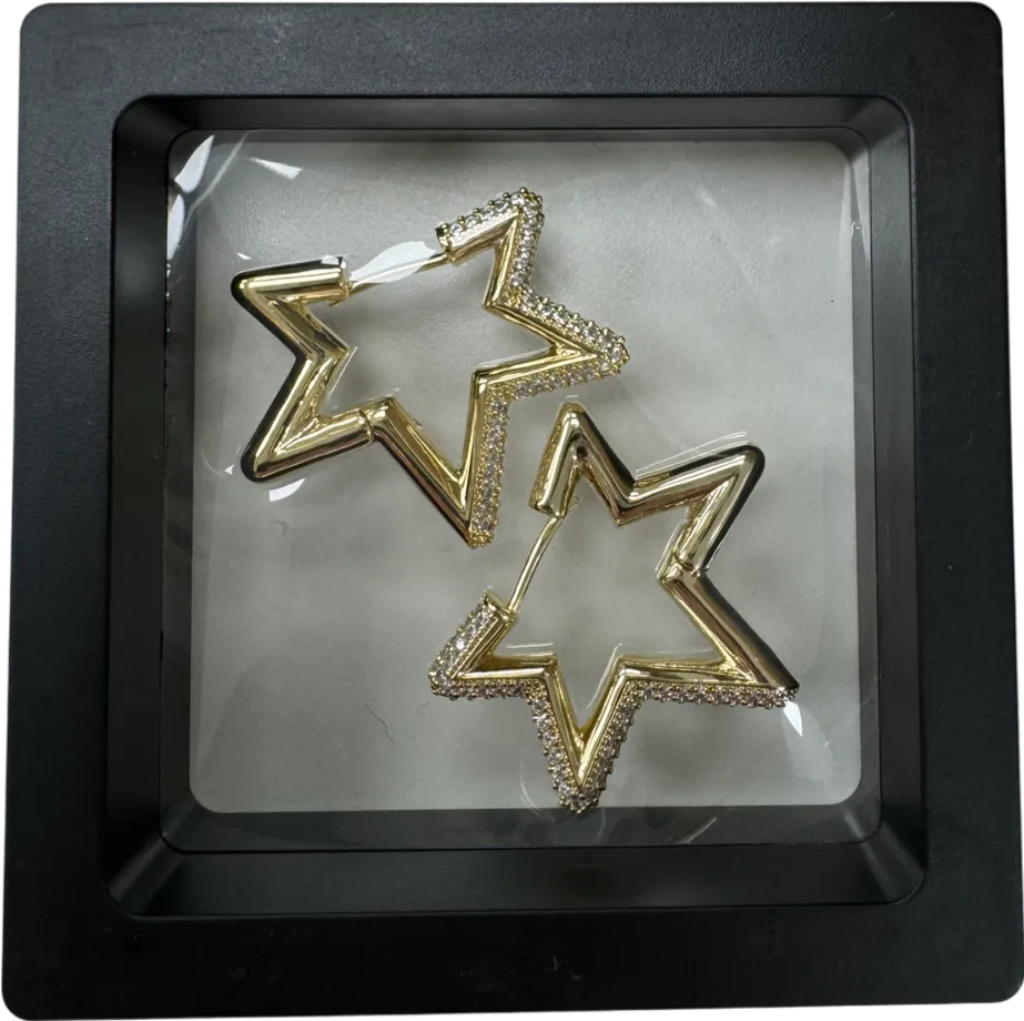 Gold Star Crystal Embellished Earrings In Gift Box