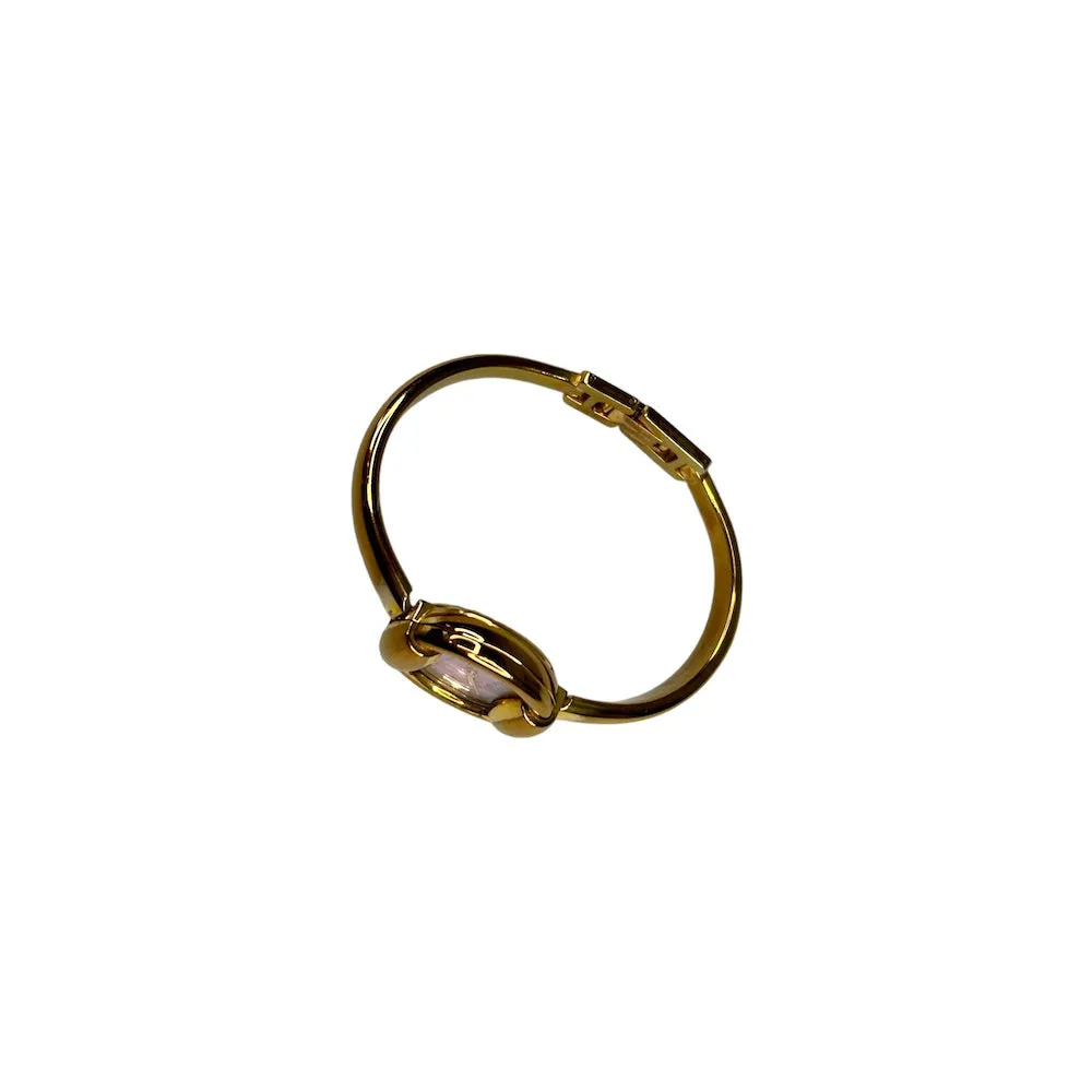 GUCCI GOLD-TONED 1400L OPAL STEEL QUARTZ WATCH