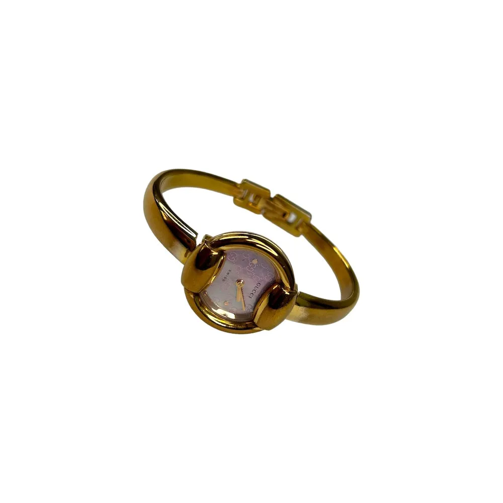 GUCCI GOLD-TONED 1400L OPAL STEEL QUARTZ WATCH