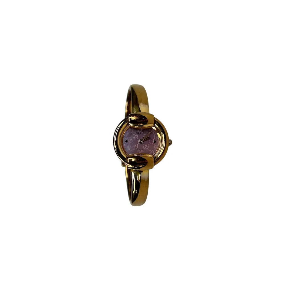 GUCCI GOLD-TONED 1400L OPAL STEEL QUARTZ WATCH