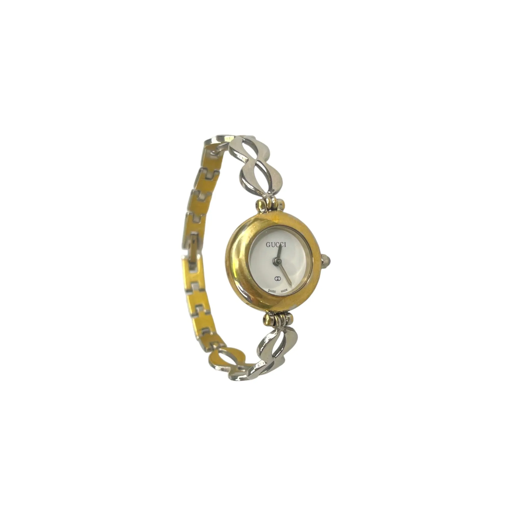 GUCCI GOLD/SILVER CIRCLE PATTERN WATCH