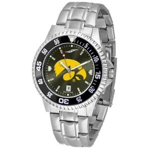 Iowa Hawkeyes Mens Competitor AnoChrome Steel Band Watch w/ Colored Bezel