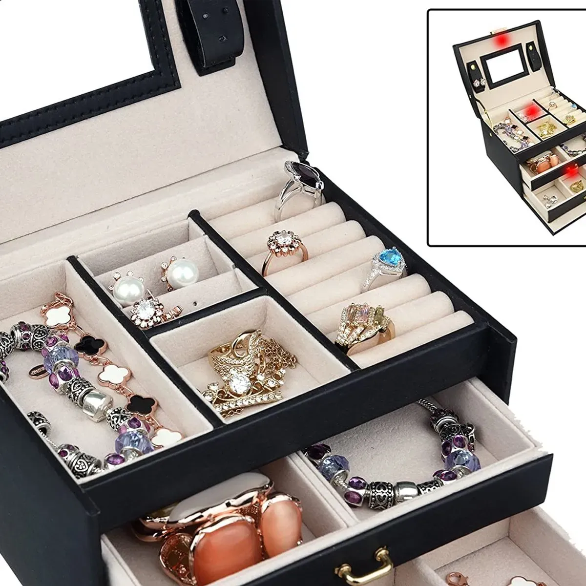Jewelry Box Leather Earring Rings