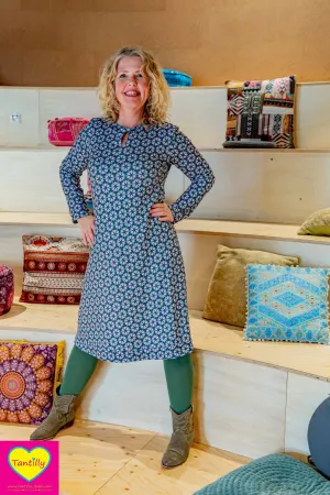 Leyla jurk- retro bloemen- warme viscose stof