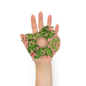 Light Pink Tropical Scrunchie, Hawaiian Style Tropical Leaves Print Hair Tie Accessories - Made in  USA/EU
